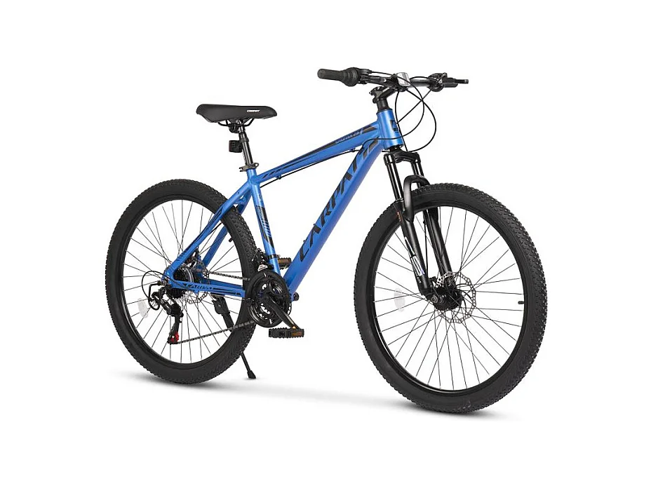 Bicicleta de montaña rígida 26", aluminio, 21 velocidades, horquilla suspensión, cableado integrado, unisex, azul (140 x 71 x 20 cm)