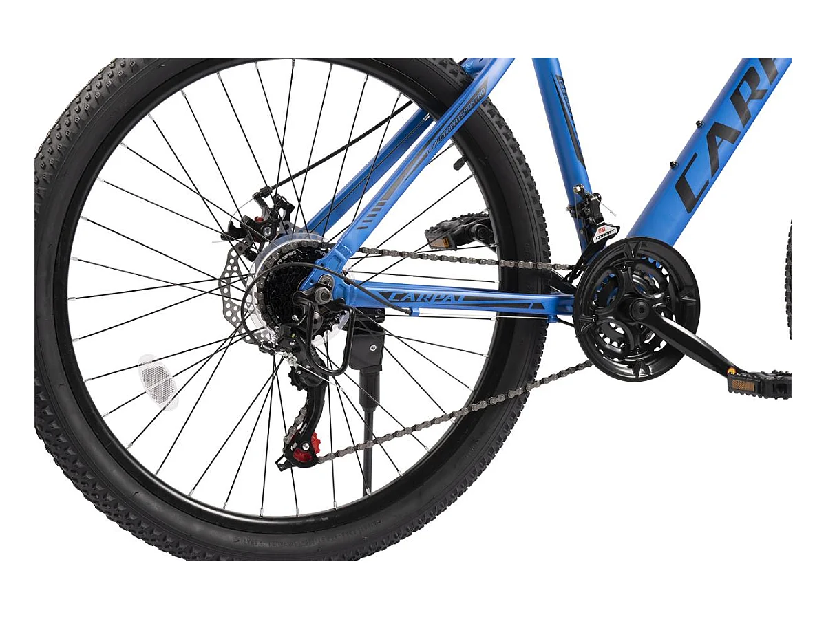 Bicicleta de montaña rígida 26", aluminio, 21 velocidades, horquilla suspensión, cableado integrado, unisex, azul (140 x 71 x 20 cm)