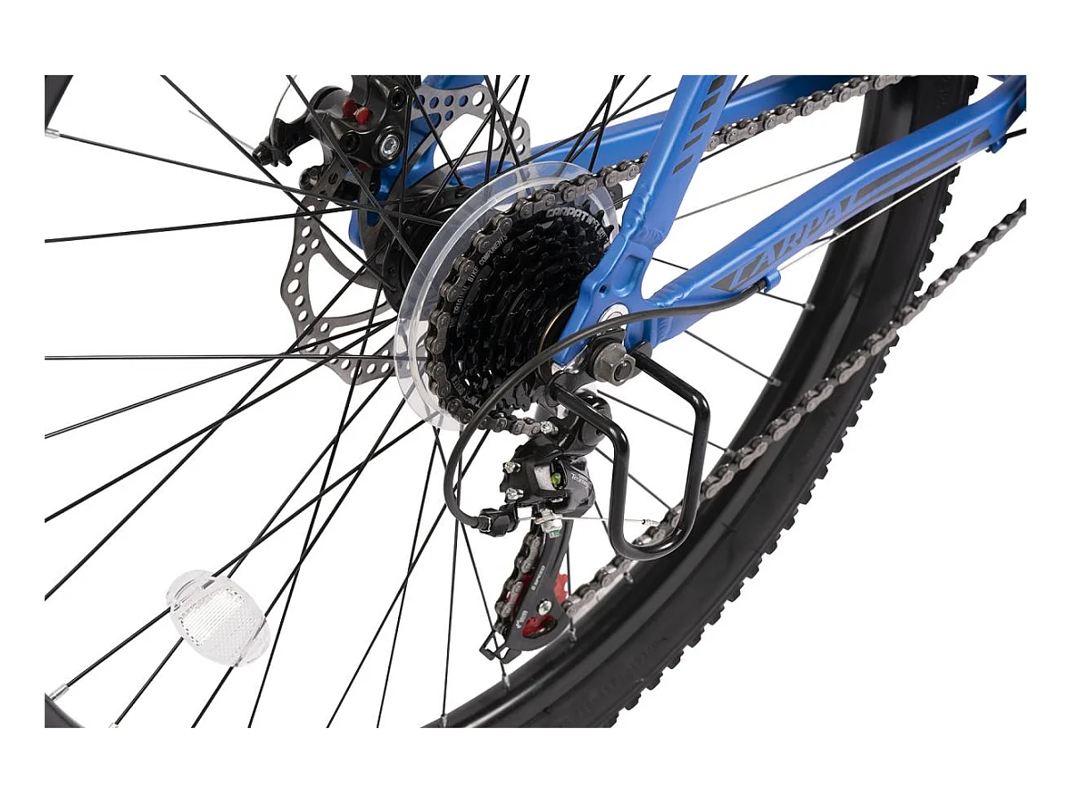 VTT semi-rigide 26 pouces, cadre aluminium, 21 vitesses, fourche suspendue, passage de câbles intégré, unisexe, bleu (140x71x20cm)