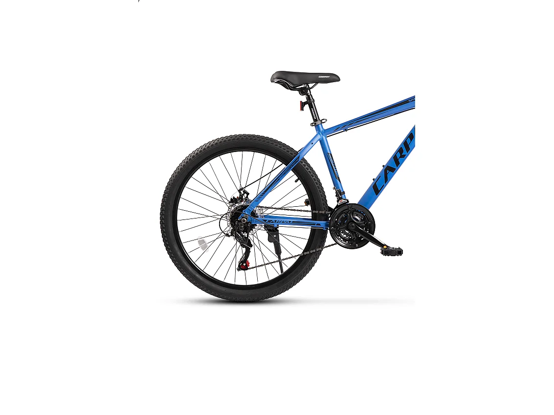 VTT semi-rigide 26 pouces, cadre aluminium, 21 vitesses, fourche suspendue, passage de câbles intégré, unisexe, bleu (140x71x20cm)
