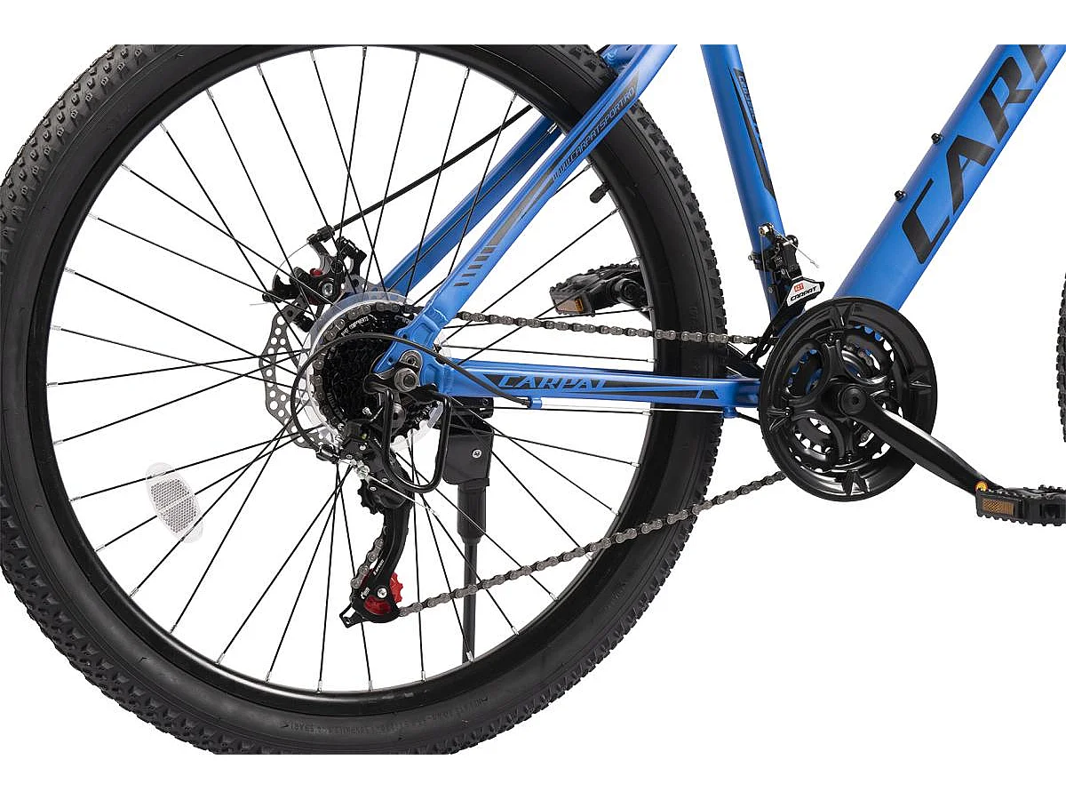 VTT semi-rigide 26 pouces, cadre aluminium, 21 vitesses, fourche suspendue, passage de câbles intégré, unisexe, bleu (140x71x20cm)