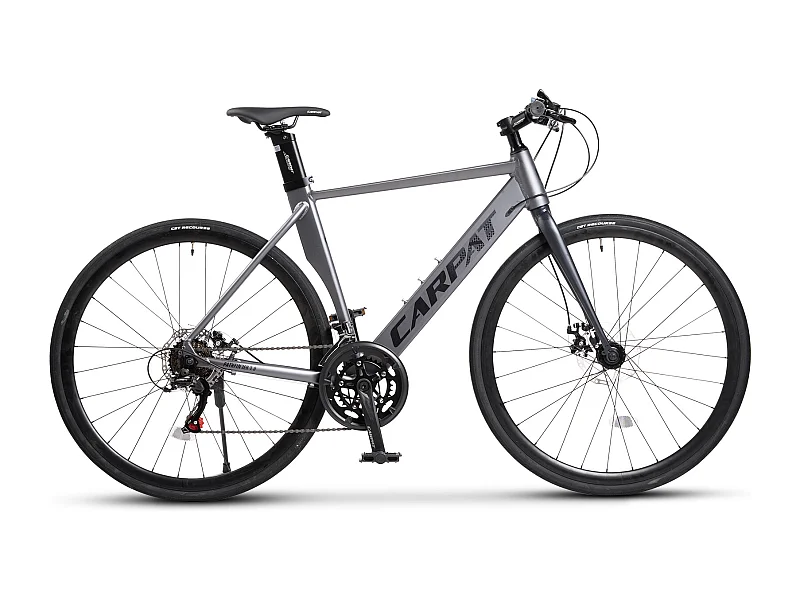 Stadsfiets met 28 inch aluminium frame, 2x7 versnellingen, dubbele schijfremmen, geïntegreerde kabelgeleiding, afneembaar voorwiel (138x73x20 cm)