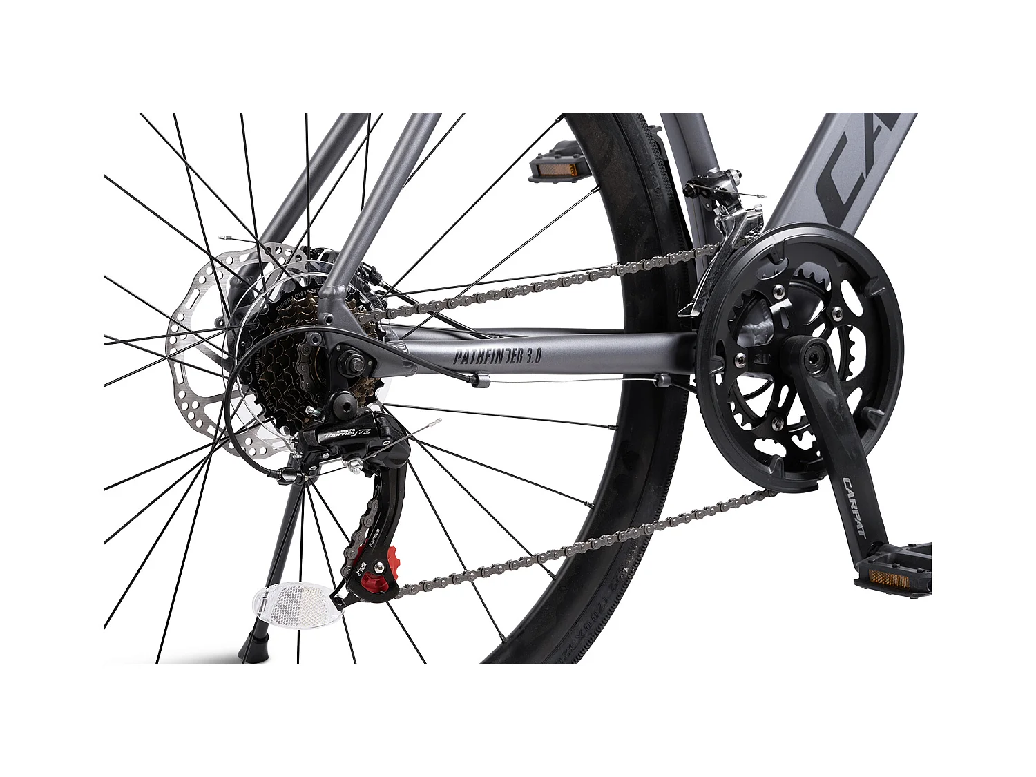 Vélo de ville cadre aluminium 28 pouces, vitesses 2x7, doubles freins à disque, passage de câbles intégré, roue avant amovible (138x73x20 cm)