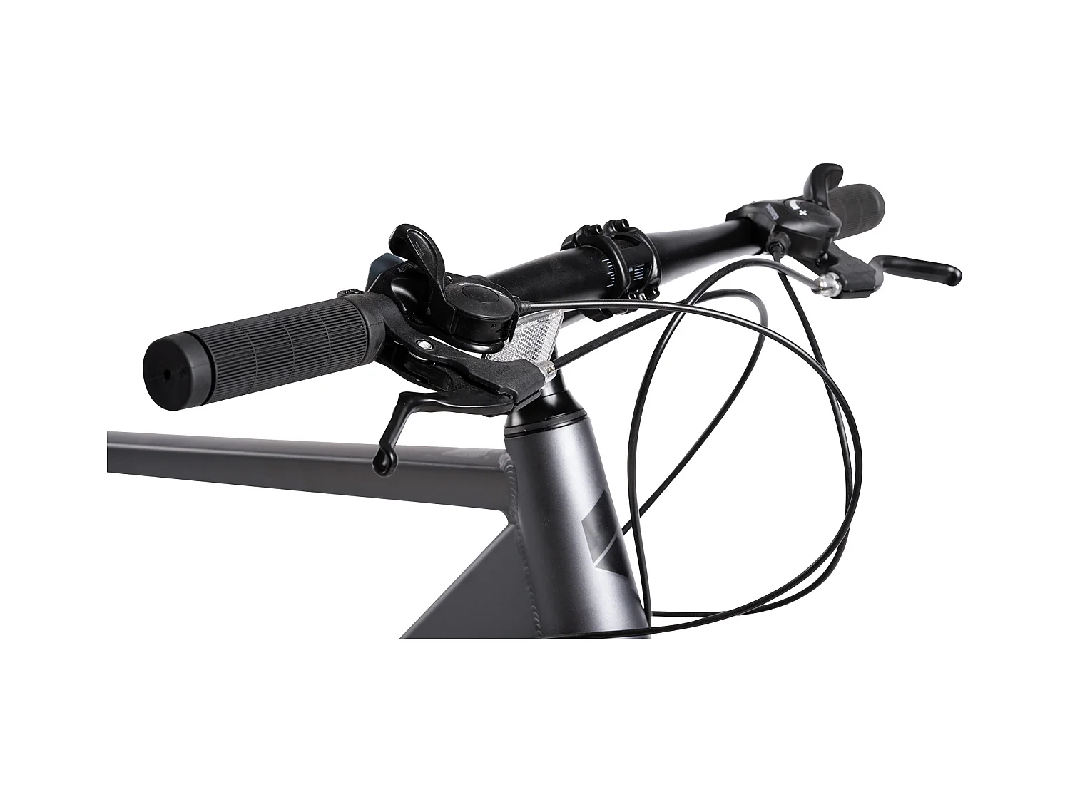 Vélo de ville cadre aluminium 28 pouces, vitesses 2x7, doubles freins à disque, passage de câbles intégré, roue avant amovible (138x73x20 cm)