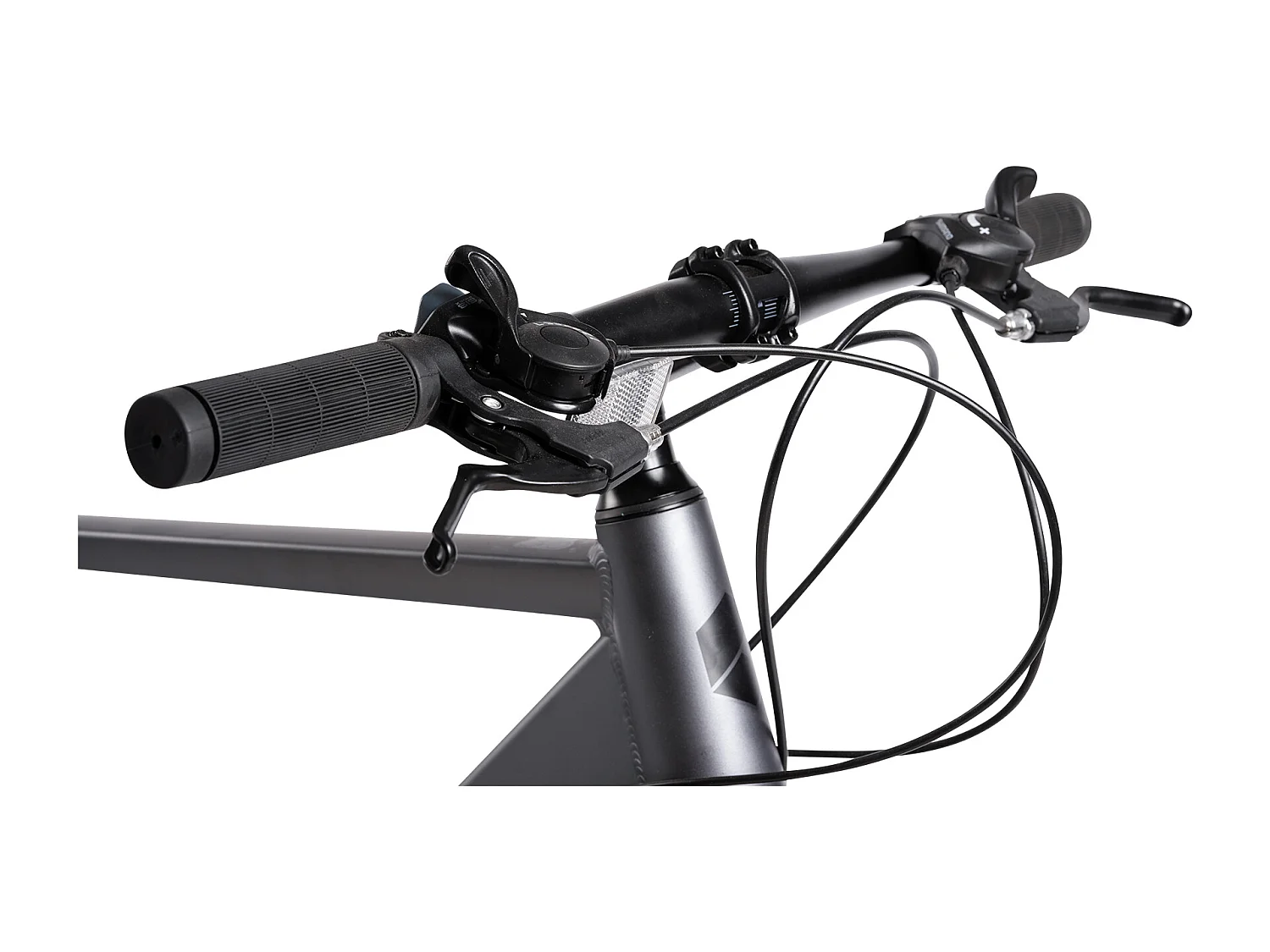 Vélo de ville cadre aluminium 28 pouces, vitesses 2x7, doubles freins à disque, passage de câbles intégré, roue avant amovible (138x73x20 cm)