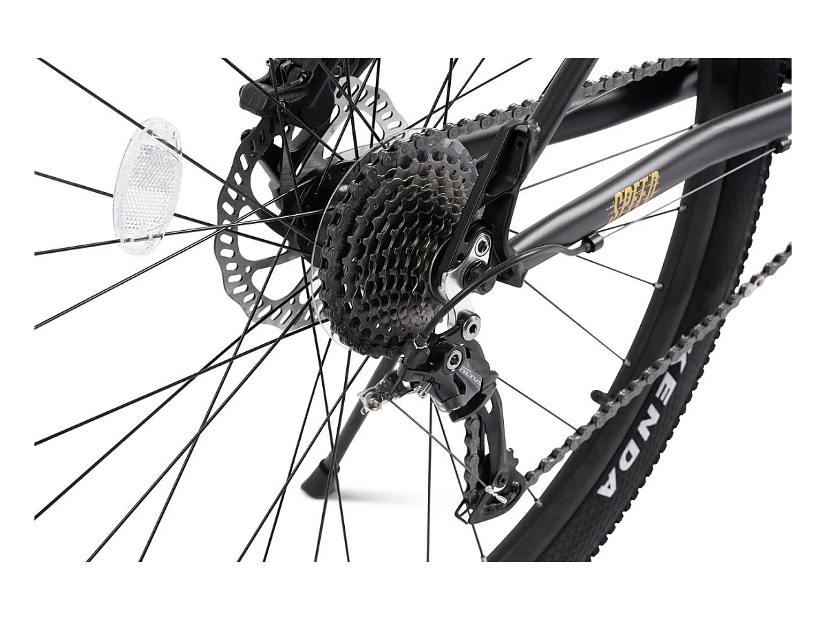 29er hardtail mountainbike, Altus 1x9 speed, hydraulische schijfremmen, 80mm verende voorvork, aluminium frame (146x76x20 cm)