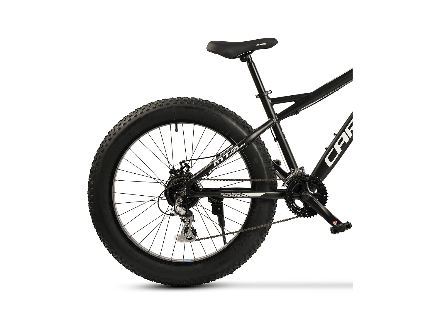 26" Fat Tire Mountainbike, 2x8 versnellingen, 80 mm verende voorvork, 160 mm schijfremmen, aluminium, zwart-wit (156 x 77 x 24 cm)