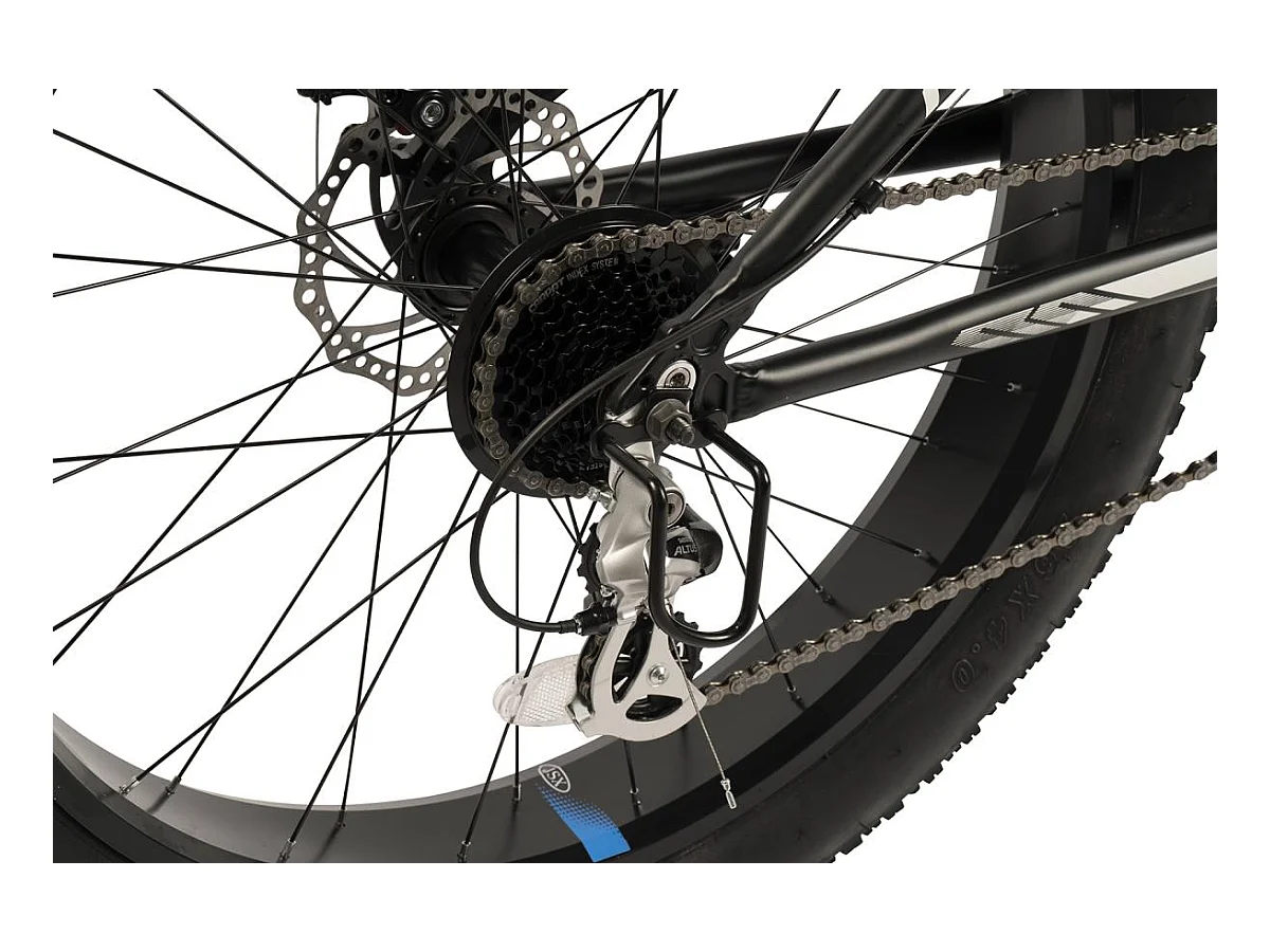 26" Fat Tire Mountainbike, 2x8 versnellingen, 80 mm verende voorvork, 160 mm schijfremmen, aluminium, zwart-wit (156 x 77 x 24 cm)