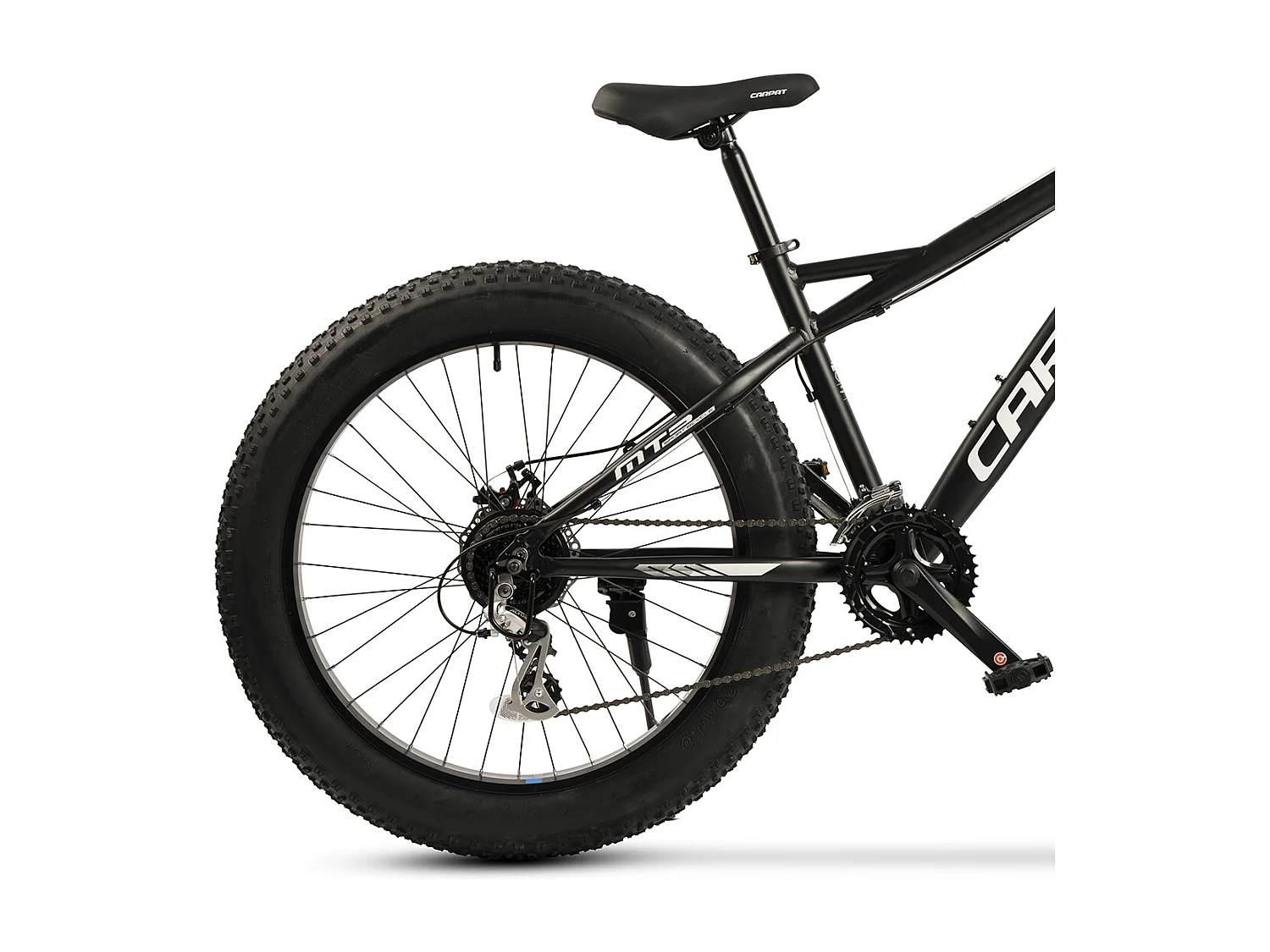 VTT à gros pneus 26 pouces, 2x8 vitesses, fourche à suspension 80 mm, freins à disque 160 mm, aluminium, noir et blanc (156x77x24 cm)