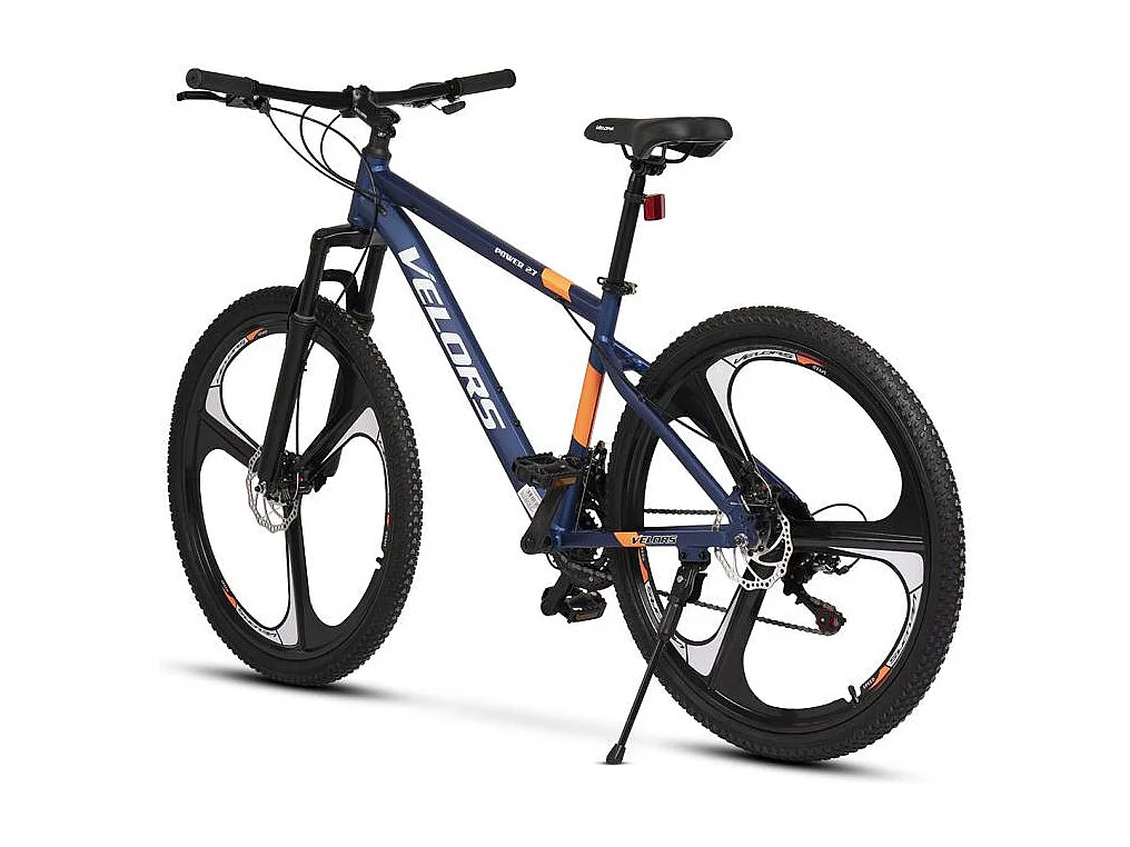 VTT transmission 21 vitesses, semi-rigide en aluminium, freins à disque mécaniques, fourche à suspension, bleu (141 x 73 x 20 cm)