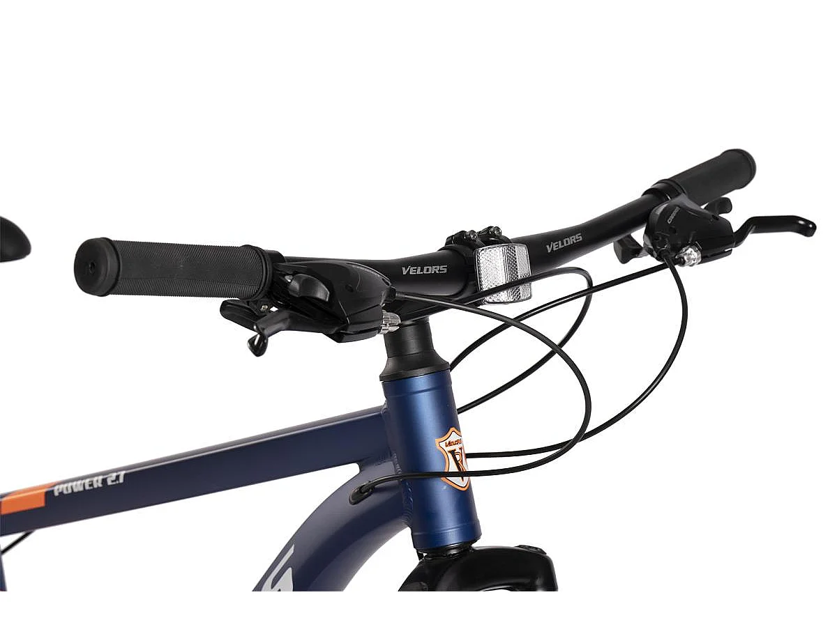 VTT transmission 21 vitesses, semi-rigide en aluminium, freins à disque mécaniques, fourche à suspension, bleu (141 x 73 x 20 cm)