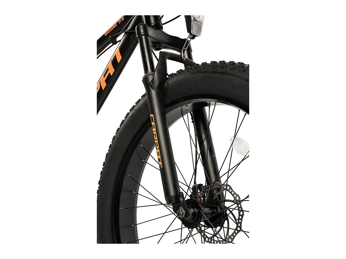 Mountain bike da 26 pollici con pneumatici larghi, 2x8 velocità, forcella ammortizzata, freni a disco, hardtail, alluminio, nero (156x77x24 cm)