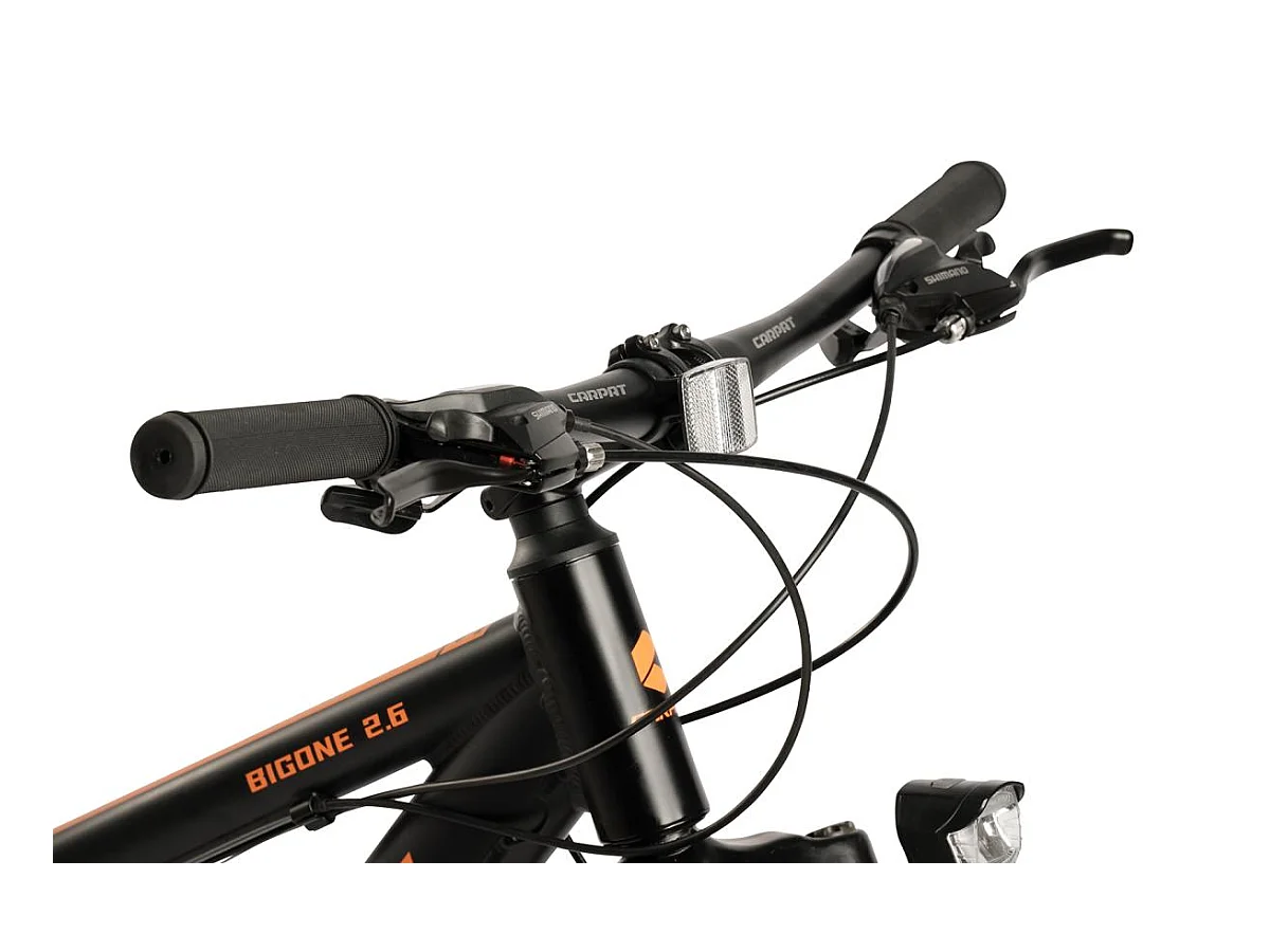 Mountain bike da 26 pollici con pneumatici larghi, 2x8 velocità, forcella ammortizzata, freni a disco, hardtail, alluminio, nero (156x77x24 cm)