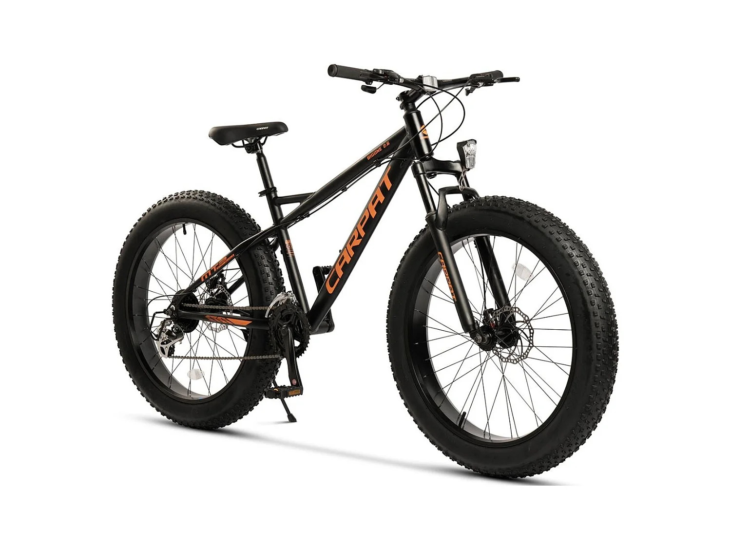 VTT 26 pouces à pneus larges, 2x8 vitesses, fourche suspendue, freins à disque, semi-rigide, aluminium, noir (156x77x24 cm)