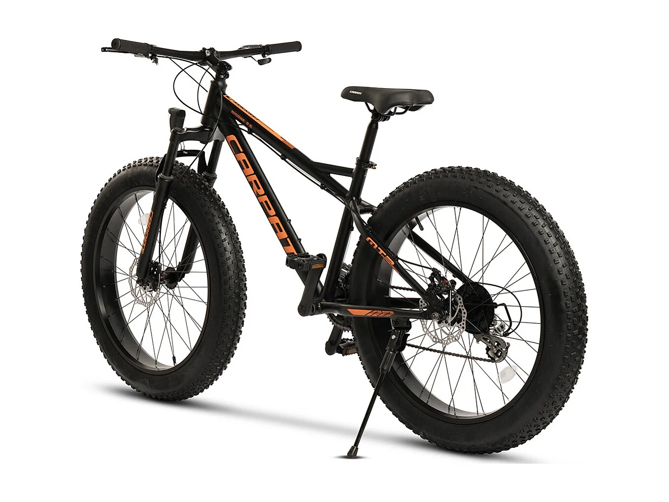 VTT 26 pouces à pneus larges, 2x8 vitesses, fourche suspendue, freins à disque, semi-rigide, aluminium, noir (156x77x24 cm)