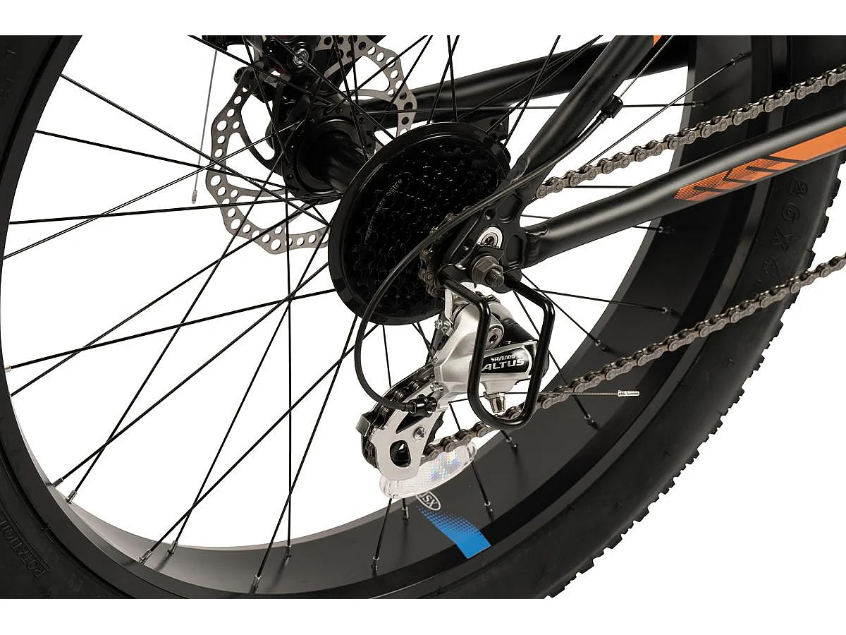 VTT 26 pouces à pneus larges, 2x8 vitesses, fourche suspendue, freins à disque, semi-rigide, aluminium, noir (156x77x24 cm)