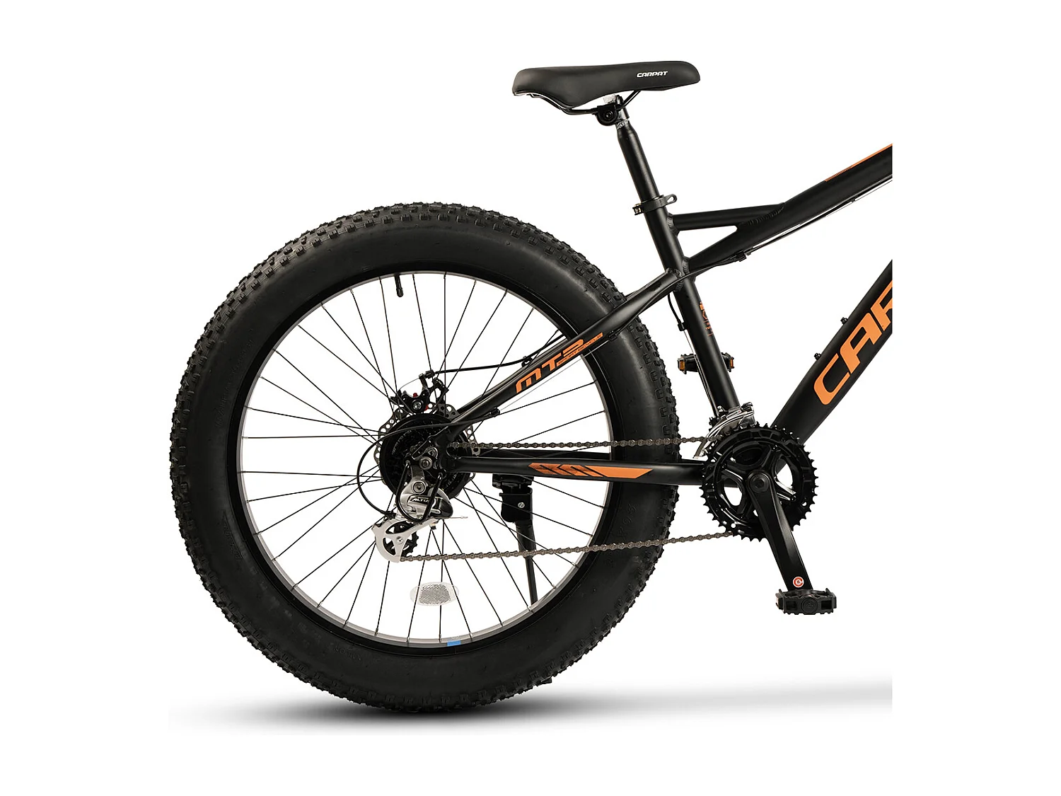 VTT 26 pouces à pneus larges, 2x8 vitesses, fourche suspendue, freins à disque, semi-rigide, aluminium, noir (156x77x24 cm)