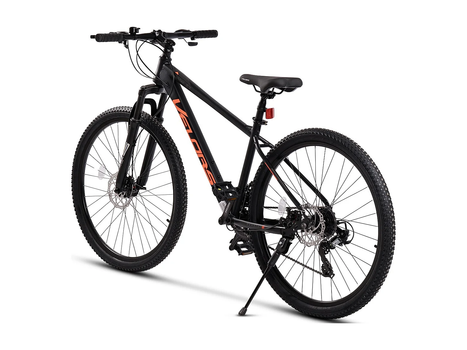 VTT semi-rigide 27,5 pouces, cadre en acier au carbone, dérailleur 21 vitesses, fourche à suspension, acheminement de câbles intégré (140x76x20 cm)