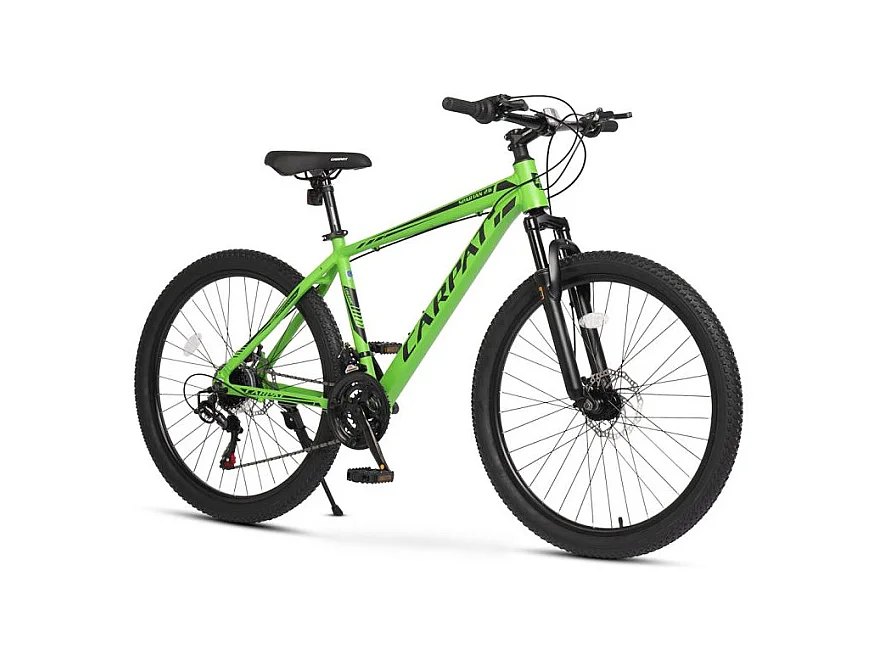 Bicicleta de montaña rígida 26", aluminio, 21 velocidades, horquilla suspensión, cableado integrado, unisex, verde (140 x 71 x 20 cm)