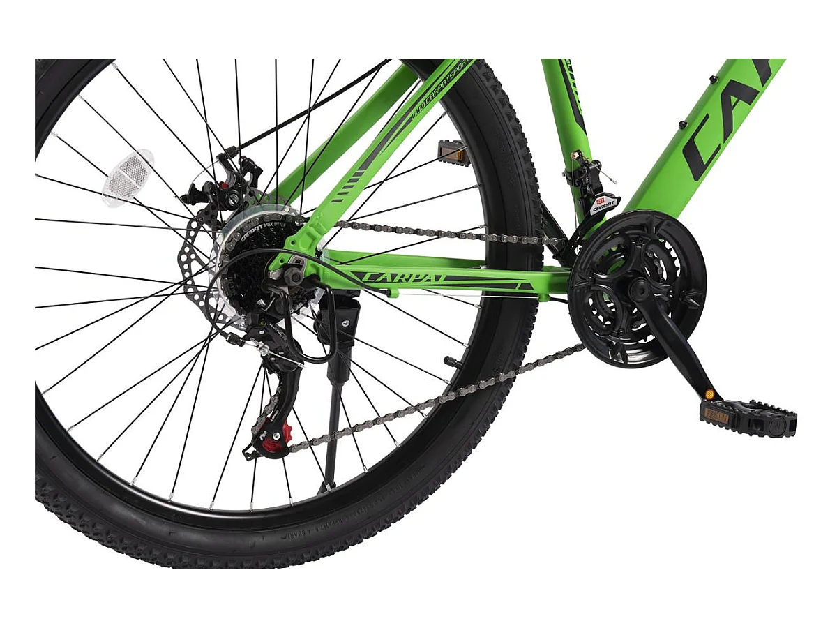 Bicicleta de montaña rígida 26", aluminio, 21 velocidades, horquilla suspensión, cableado integrado, unisex, verde (140 x 71 x 20 cm)