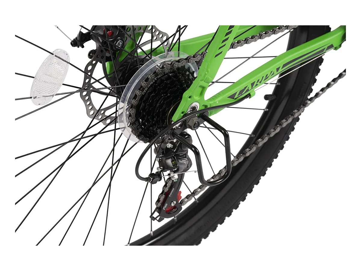 VTT semi-rigide 26 pouces, cadre aluminium, 21 vitesses, fourche suspendue, passage de câbles intégré, unisexe, vert (140x71x20cm)