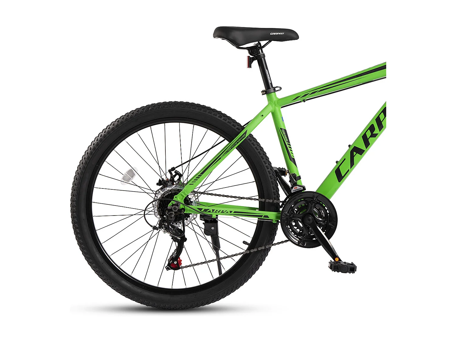 VTT semi-rigide 26 pouces, cadre aluminium, 21 vitesses, fourche suspendue, passage de câbles intégré, unisexe, vert (140x71x20cm)