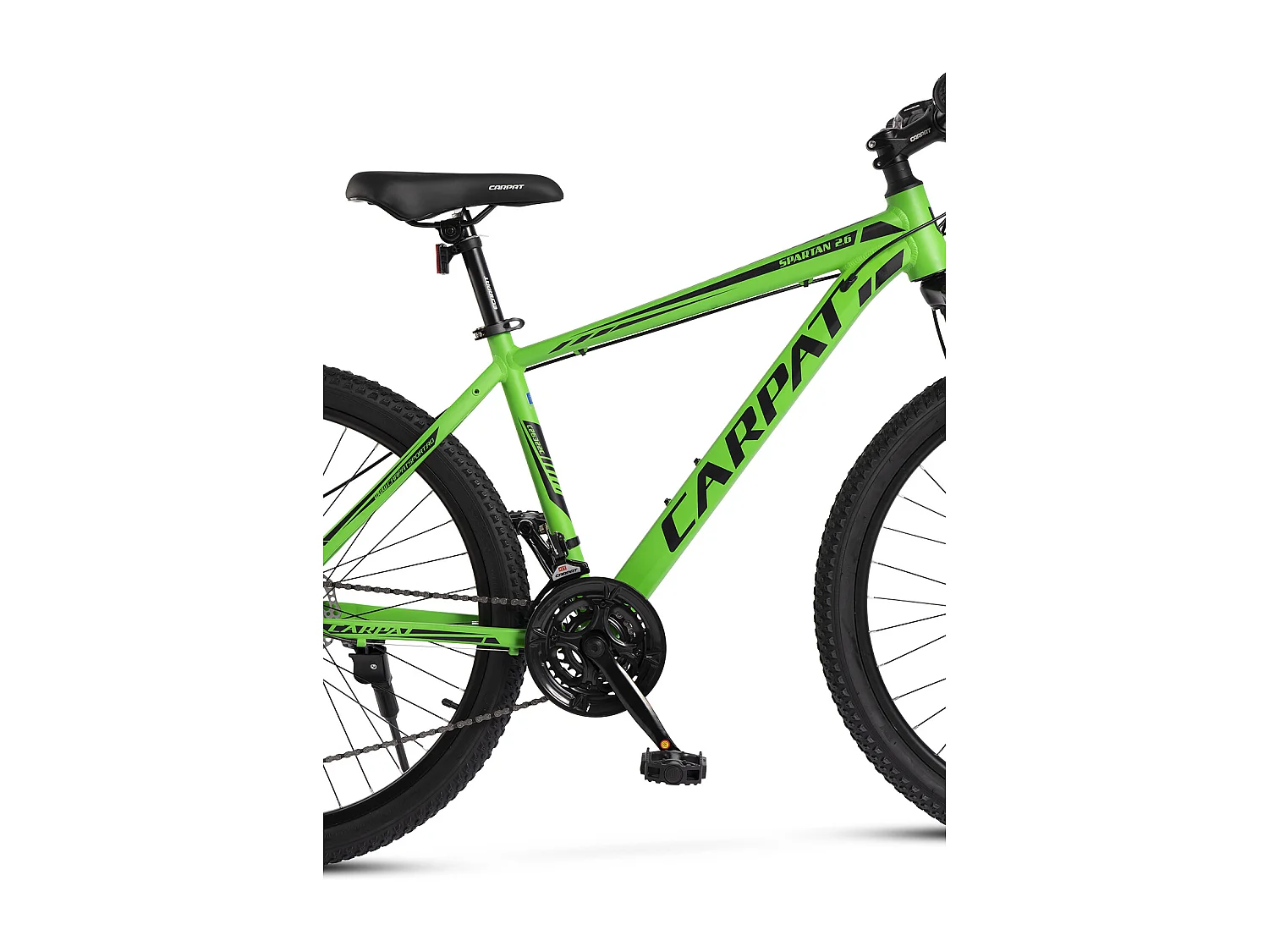 VTT semi-rigide 26 pouces, cadre aluminium, 21 vitesses, fourche suspendue, passage de câbles intégré, unisexe, vert (140x71x20cm)