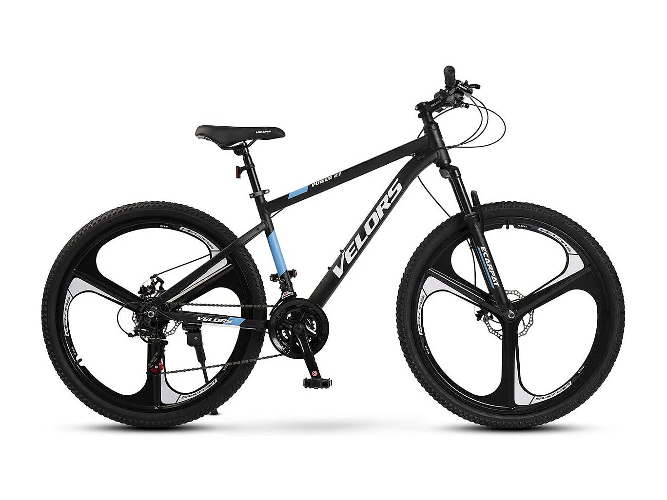 VTT transmission 21 vitesses, semi-rigide en aluminium, fourche à suspension, freins à disque mécaniques, pré-assemblé à 85 % (141 x 73 x 20 cm)