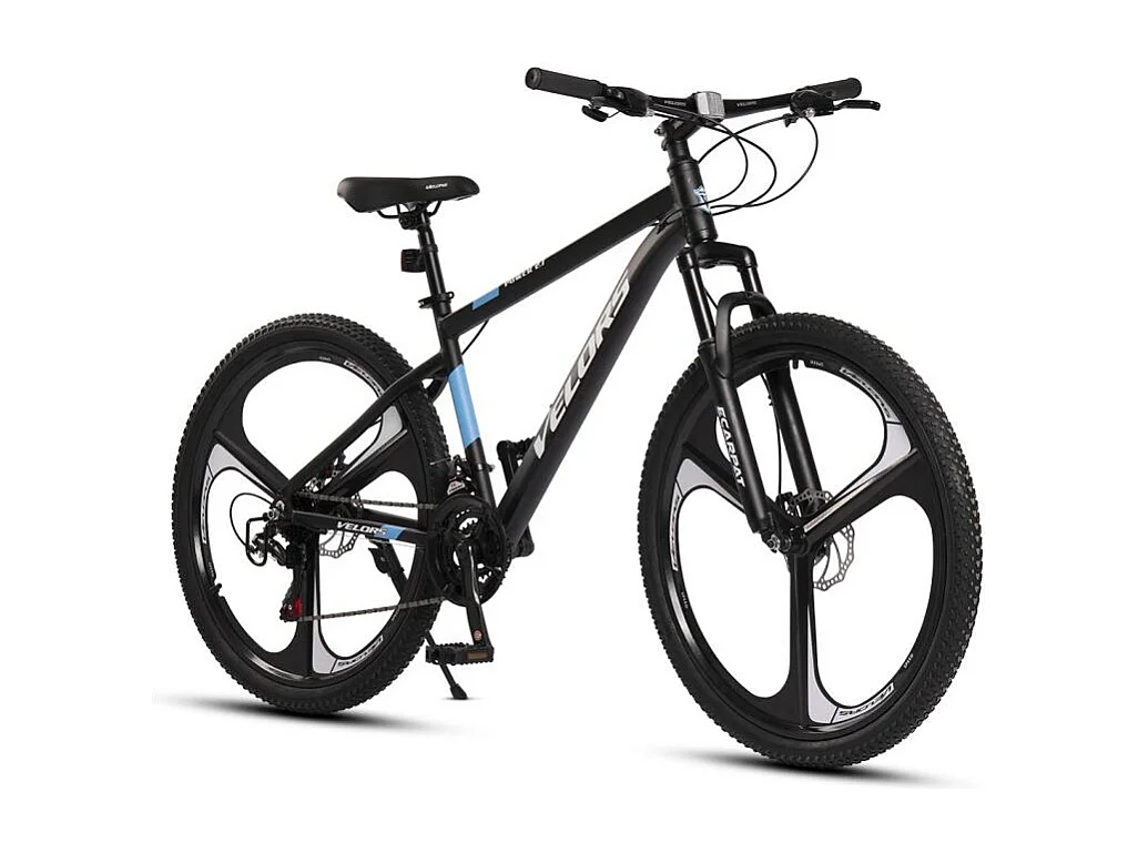 VTT transmission 21 vitesses, semi-rigide en aluminium, fourche à suspension, freins à disque mécaniques, pré-assemblé à 85 % (141 x 73 x 20 cm)