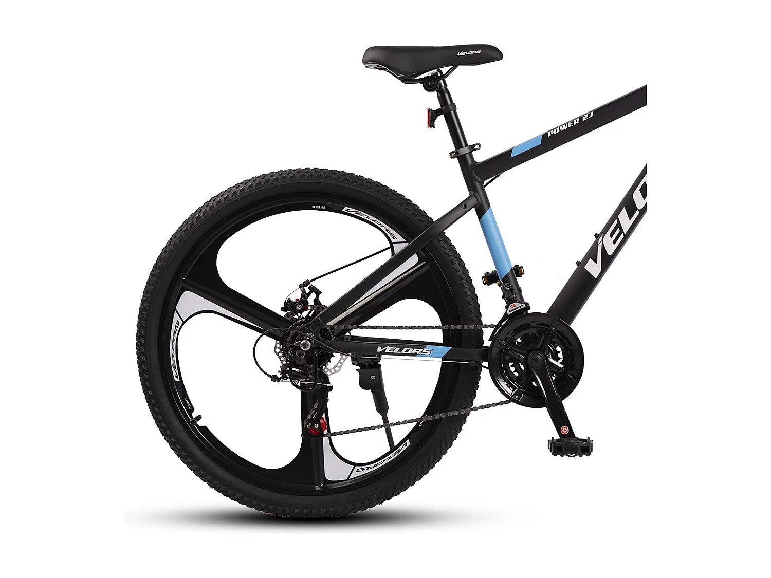 VTT transmission 21 vitesses, semi-rigide en aluminium, fourche à suspension, freins à disque mécaniques, pré-assemblé à 85 % (141 x 73 x 20 cm)