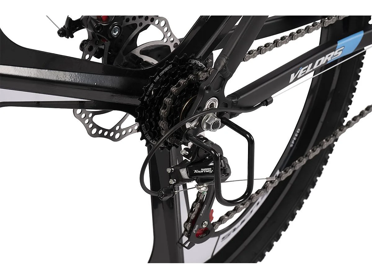 VTT transmission 21 vitesses, semi-rigide en aluminium, fourche à suspension, freins à disque mécaniques, pré-assemblé à 85 % (141 x 73 x 20 cm)