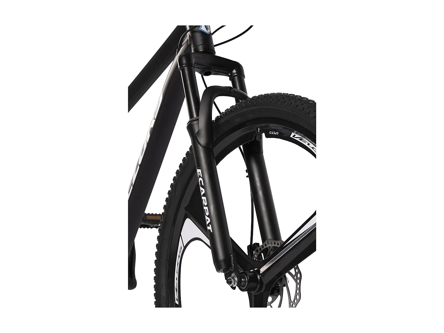 VTT transmission 21 vitesses, semi-rigide en aluminium, fourche à suspension, freins à disque mécaniques, pré-assemblé à 85 % (141 x 73 x 20 cm)