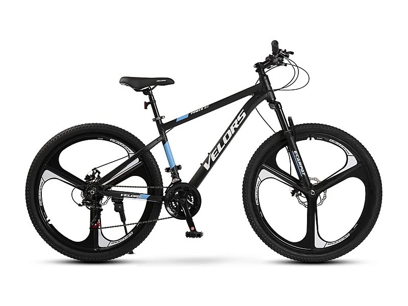 VTT transmission 21 vitesses, semi-rigide en aluminium, fourche à suspension, freins à disque mécaniques, pré-assemblé à 85 % (141 x 73 x 20 cm)