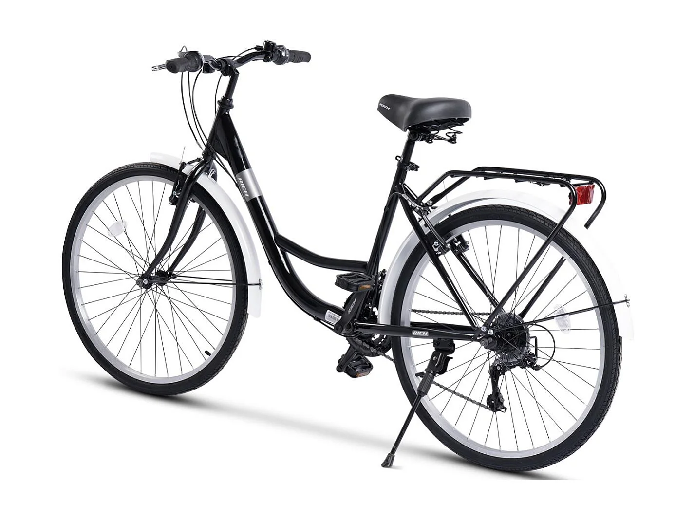 Bicicleta urbana 21 velocidades, cuadro rígido de acero, neumáticos 26", frenos V-brake, portaequipajes, negro (141 x 76 x 20 cm)