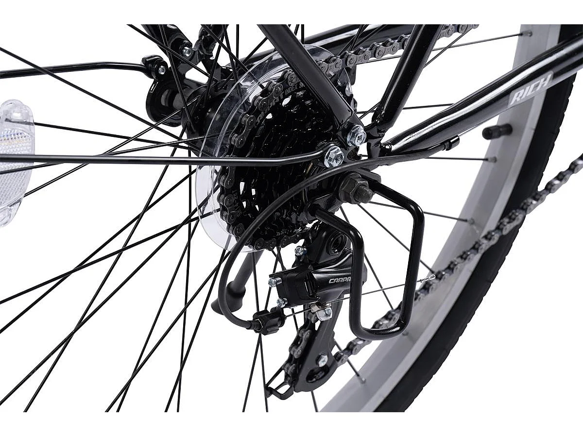 Bicicleta urbana 21 velocidades, cuadro rígido de acero, neumáticos 26", frenos V-brake, portaequipajes, negro (141 x 76 x 20 cm)