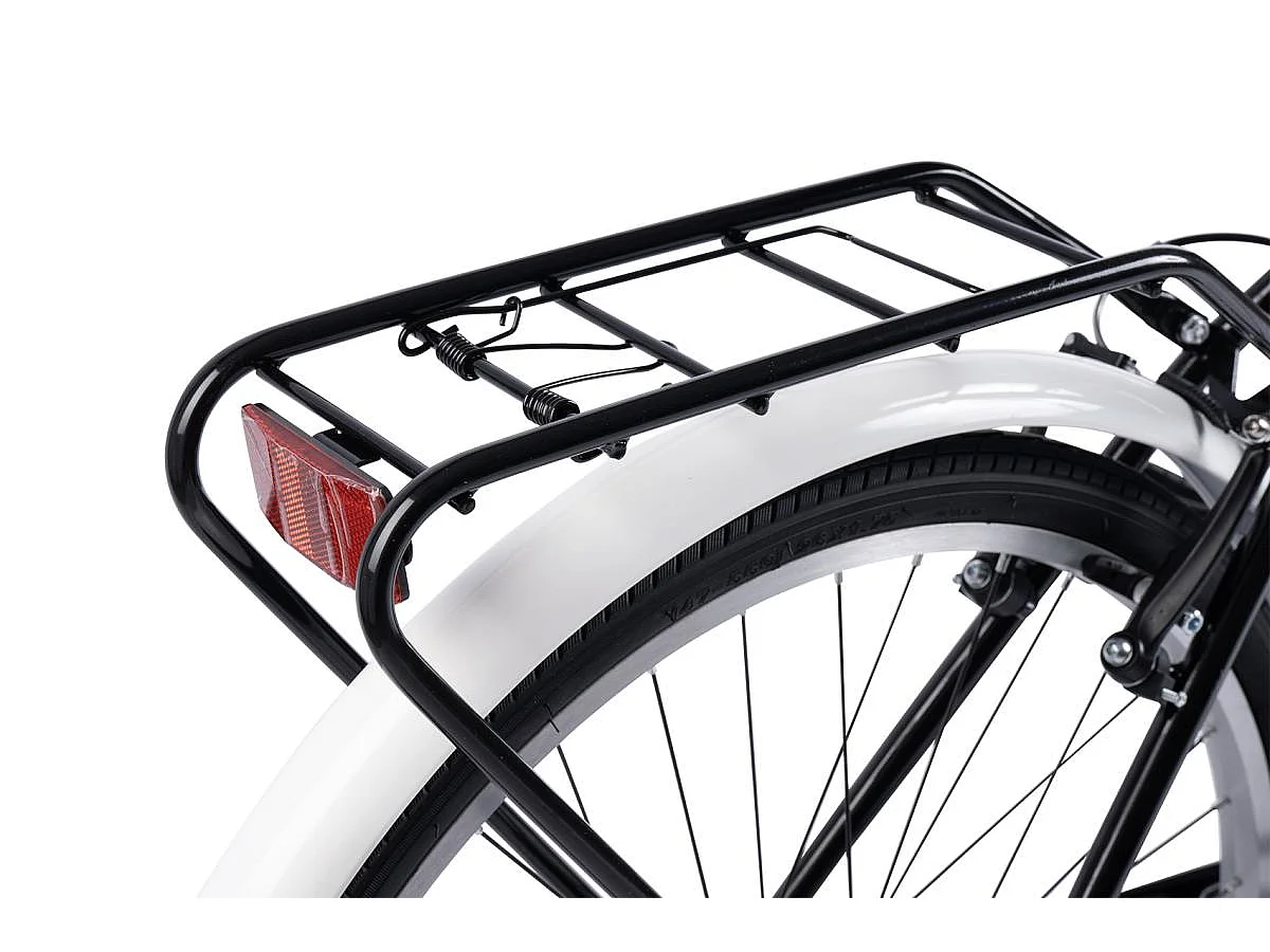 Bicicleta urbana 21 velocidades, cuadro rígido de acero, neumáticos 26", frenos V-brake, portaequipajes, negro (141 x 76 x 20 cm)