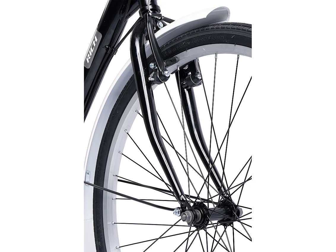 Bicicleta urbana 21 velocidades, cuadro rígido de acero, neumáticos 26", frenos V-brake, portaequipajes, negro (141 x 76 x 20 cm)