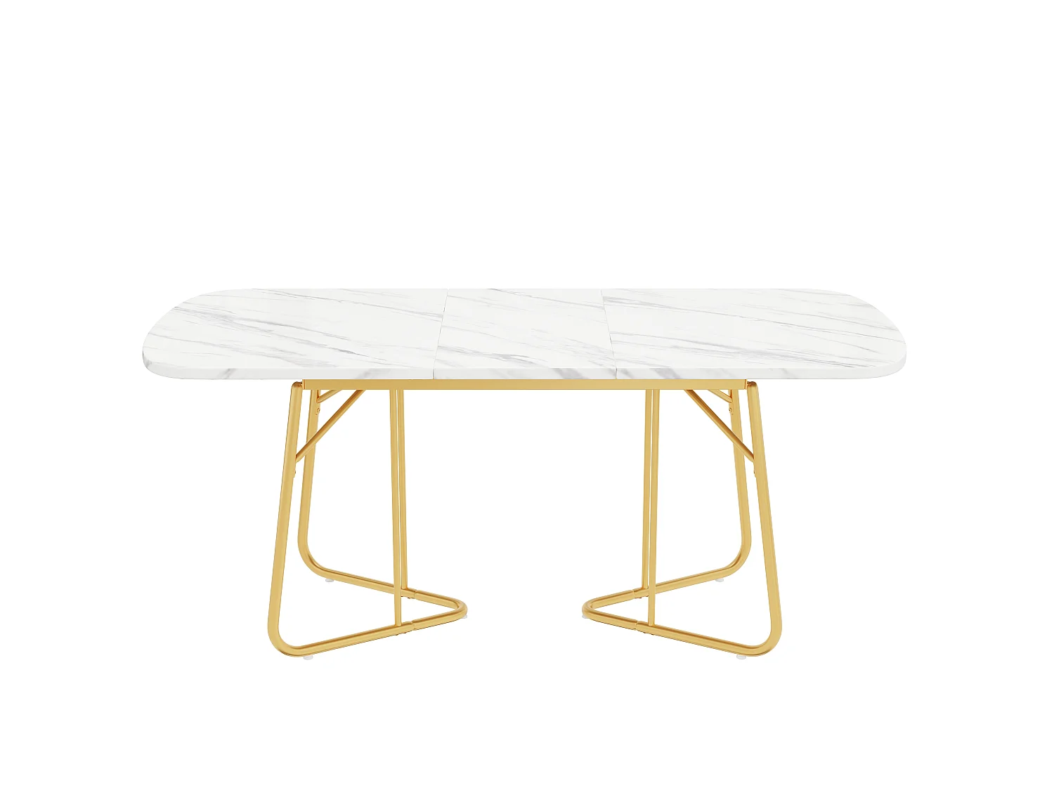 URBAN MEUBLE Table de salle à manger extensible effet marbre blanche pieds dorés style luxueux 140-180*80cm