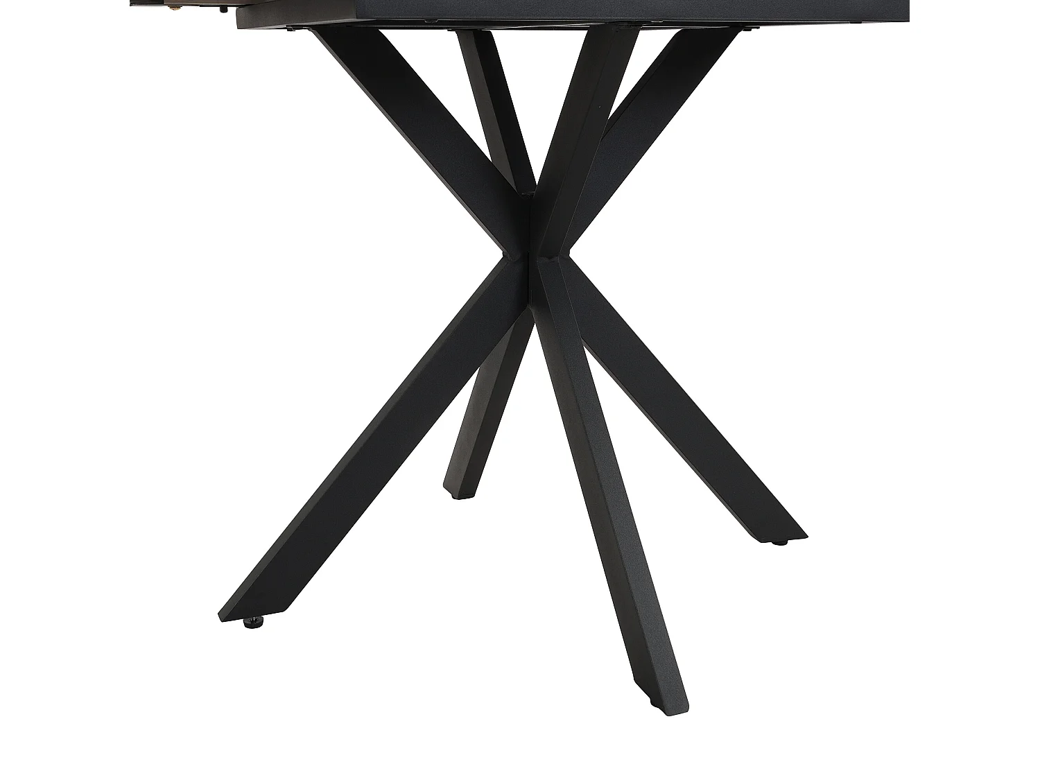 URBAN MEUBLE Table de salle à manger rectangulaire extensible effet marbre blanc pieds noirs croisés L150/180*L70*H76cm