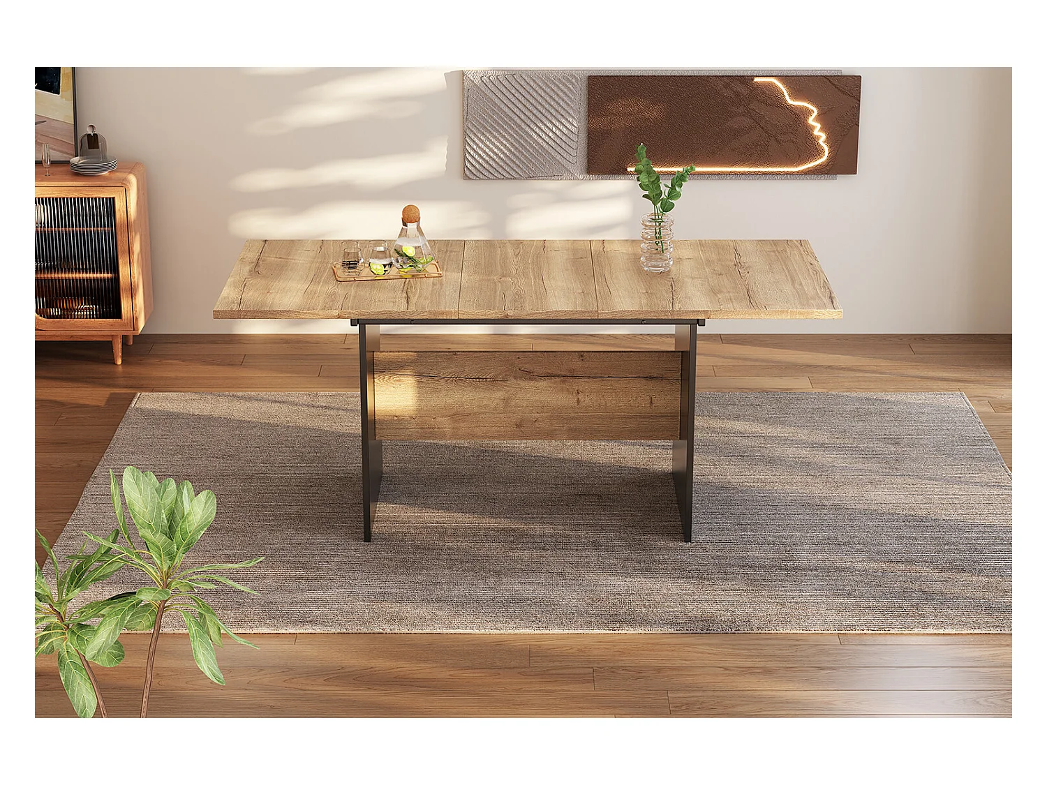 URBAN MEUBLE Table de salle à manger extensible effet bois 140-180*80 cm