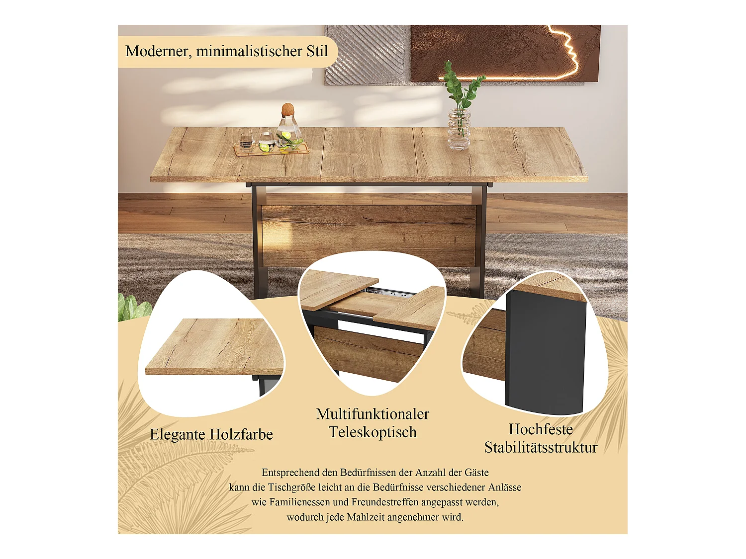 URBAN MEUBLE Table de salle à manger extensible effet bois 140-180*80 cm