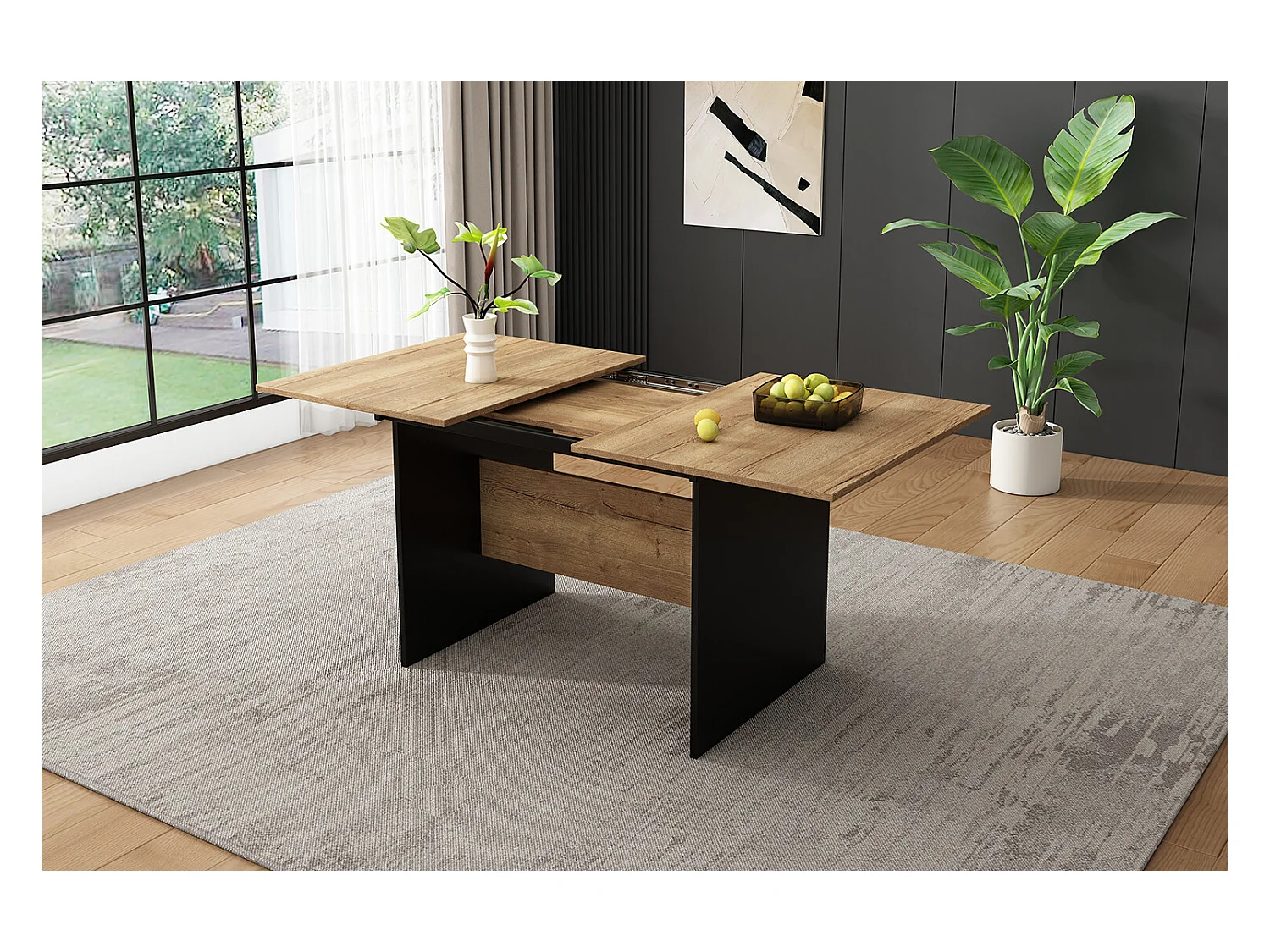 URBAN MEUBLE Table de salle à manger extensible effet bois 140-180*80 cm