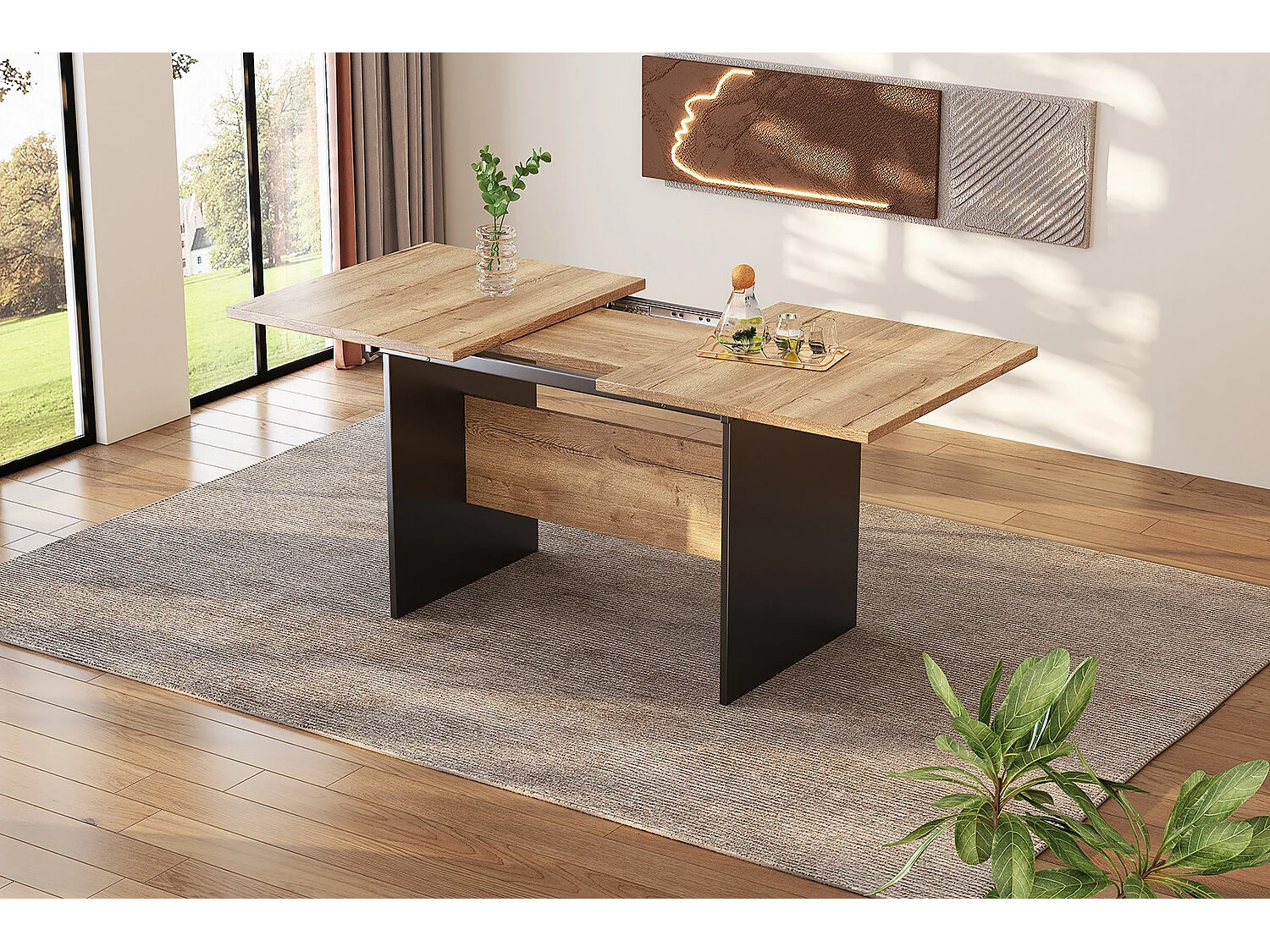 URBAN MEUBLE Table de salle à manger extensible effet bois 140-180*80 cm