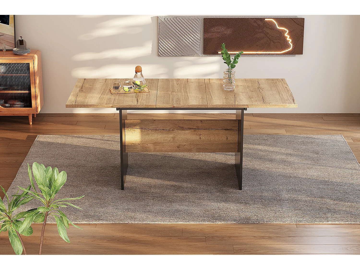 URBAN MEUBLE Table de salle à manger extensible effet bois 140-180*80 cm