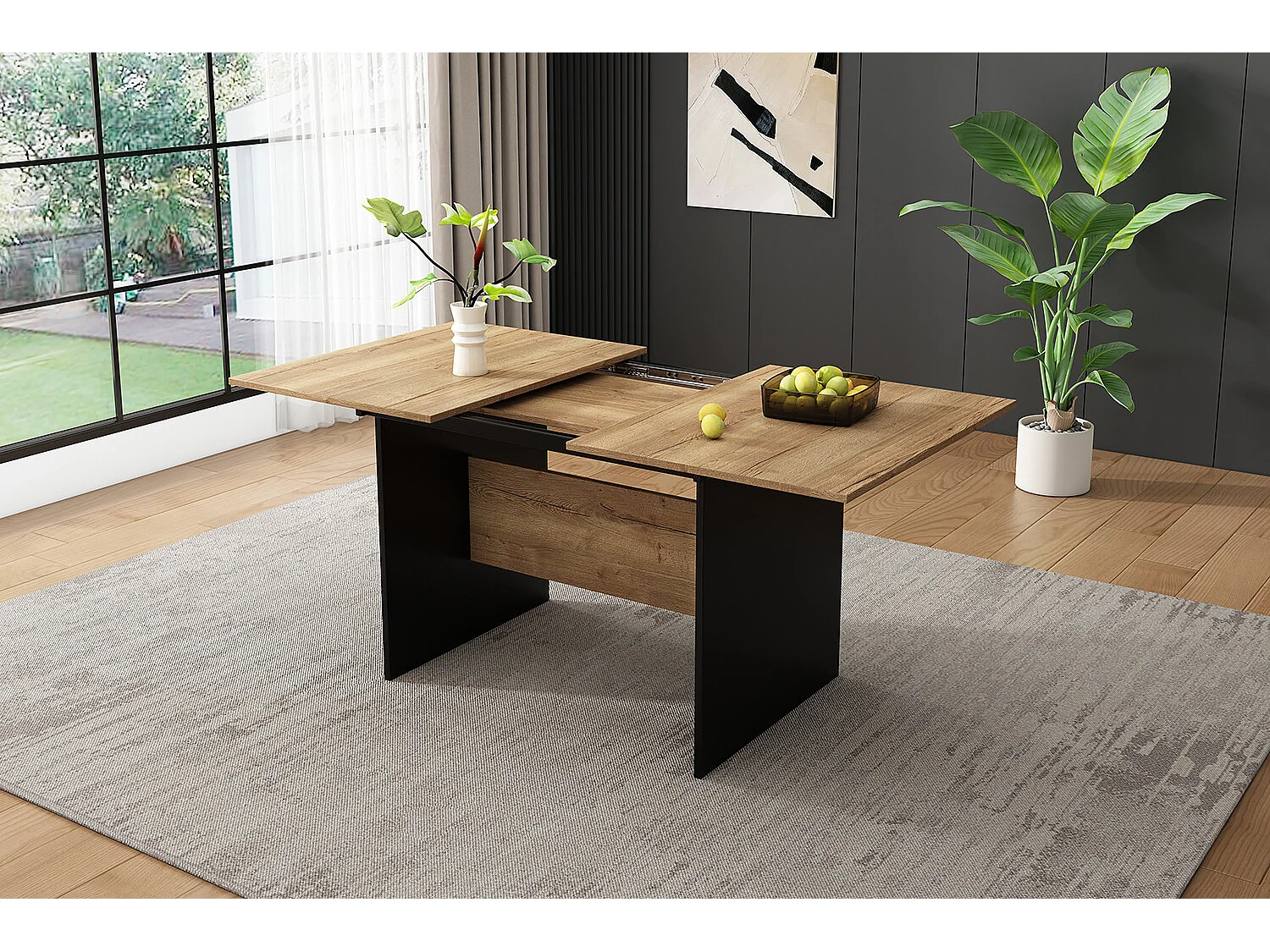 URBAN MEUBLE Table de salle à manger extensible effet bois 140-180*80 cm