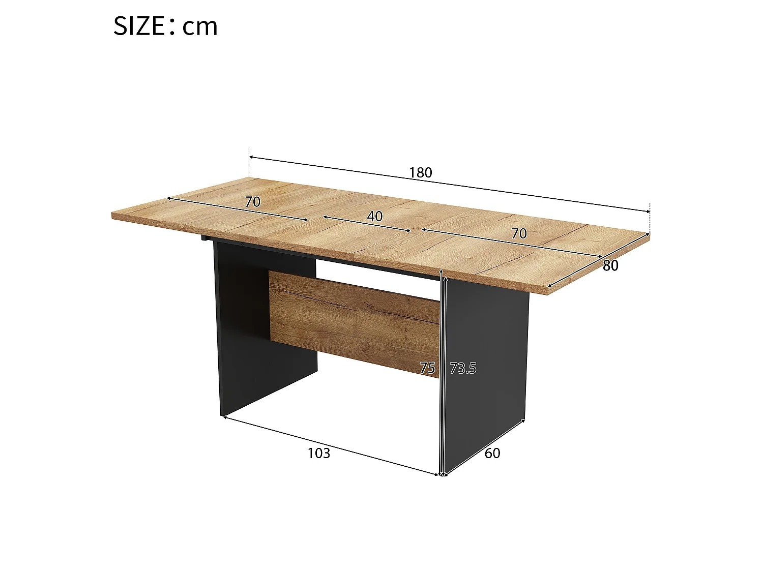 URBAN MEUBLE Table de salle à manger extensible effet bois 140-180*80 cm