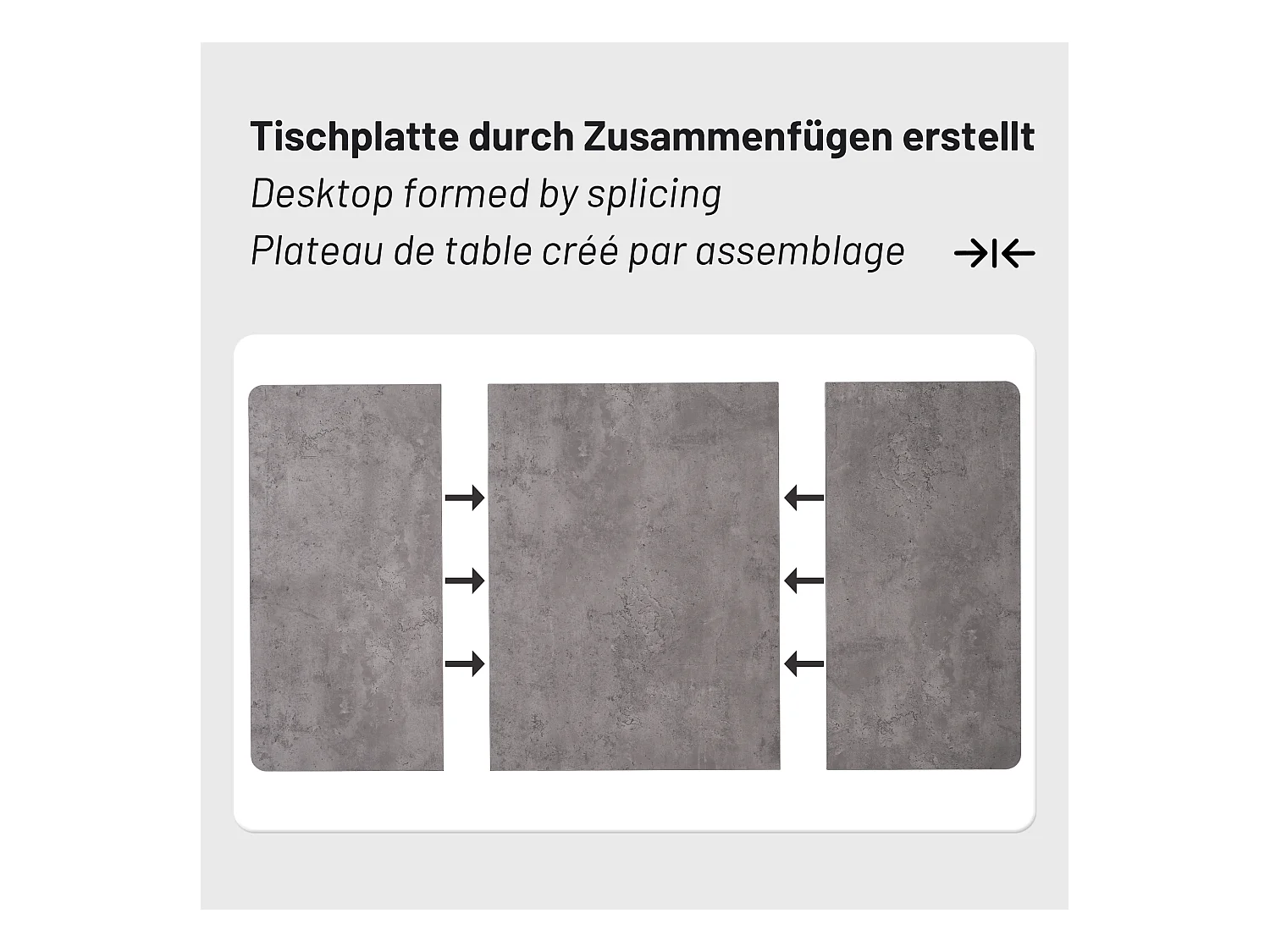 URBAN MEUBLE Table de salle à manger rectangulaire moderne effet marbre gris pieds métalliques noirs 140 x 80 cm