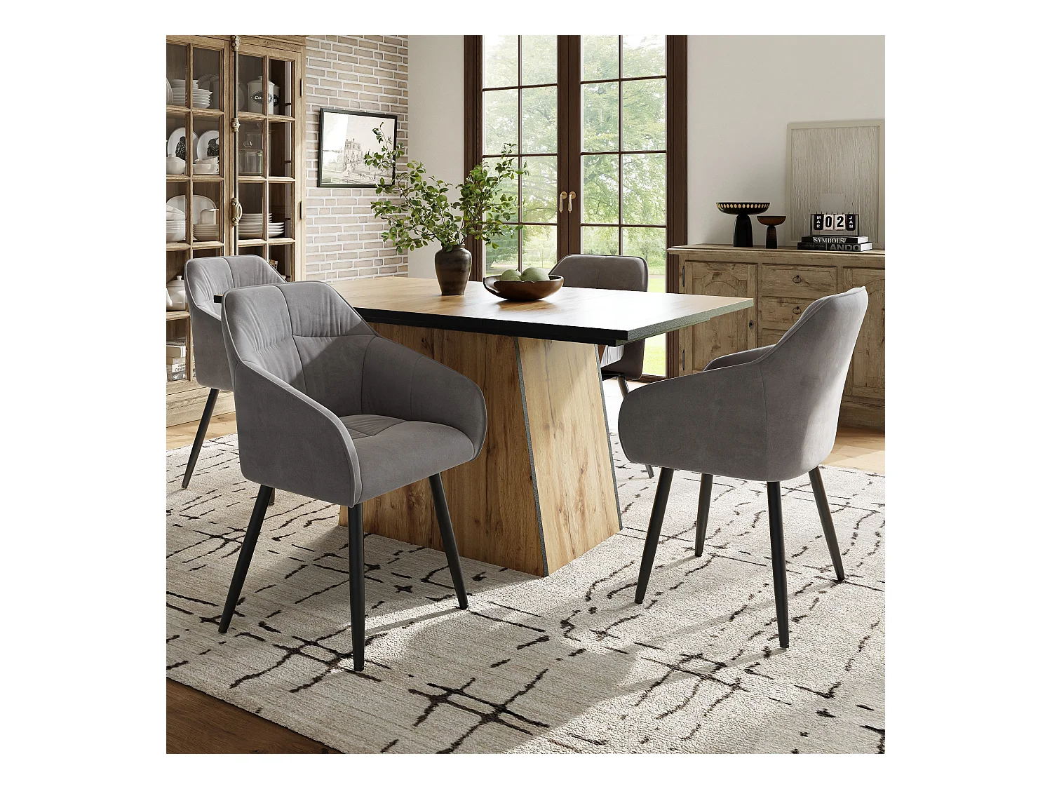 URBAN MEUBLE Table de salle à manger effet bois pour 4-6 personnes 138,5*80*75cm