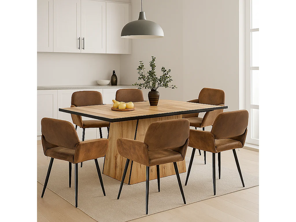 URBAN MEUBLE Table de salle à manger effet bois pour 4-6 personnes 138,5*80*75cm