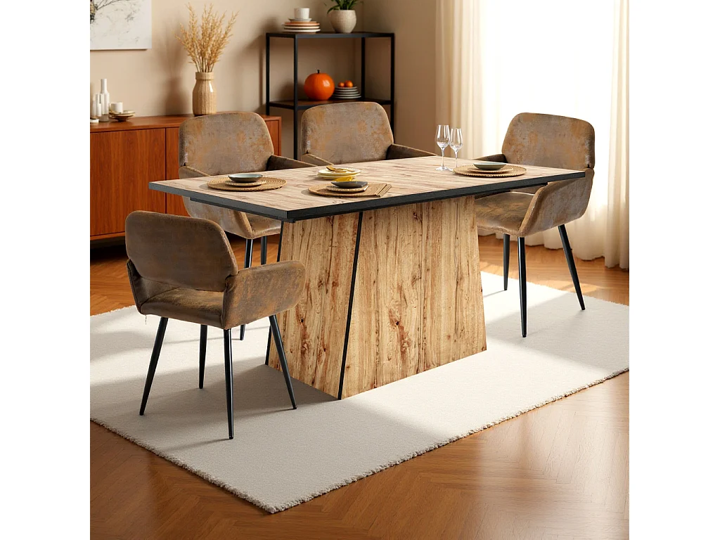 URBAN MEUBLE Table de salle à manger effet bois pour 4-6 personnes 138,5*80*75cm